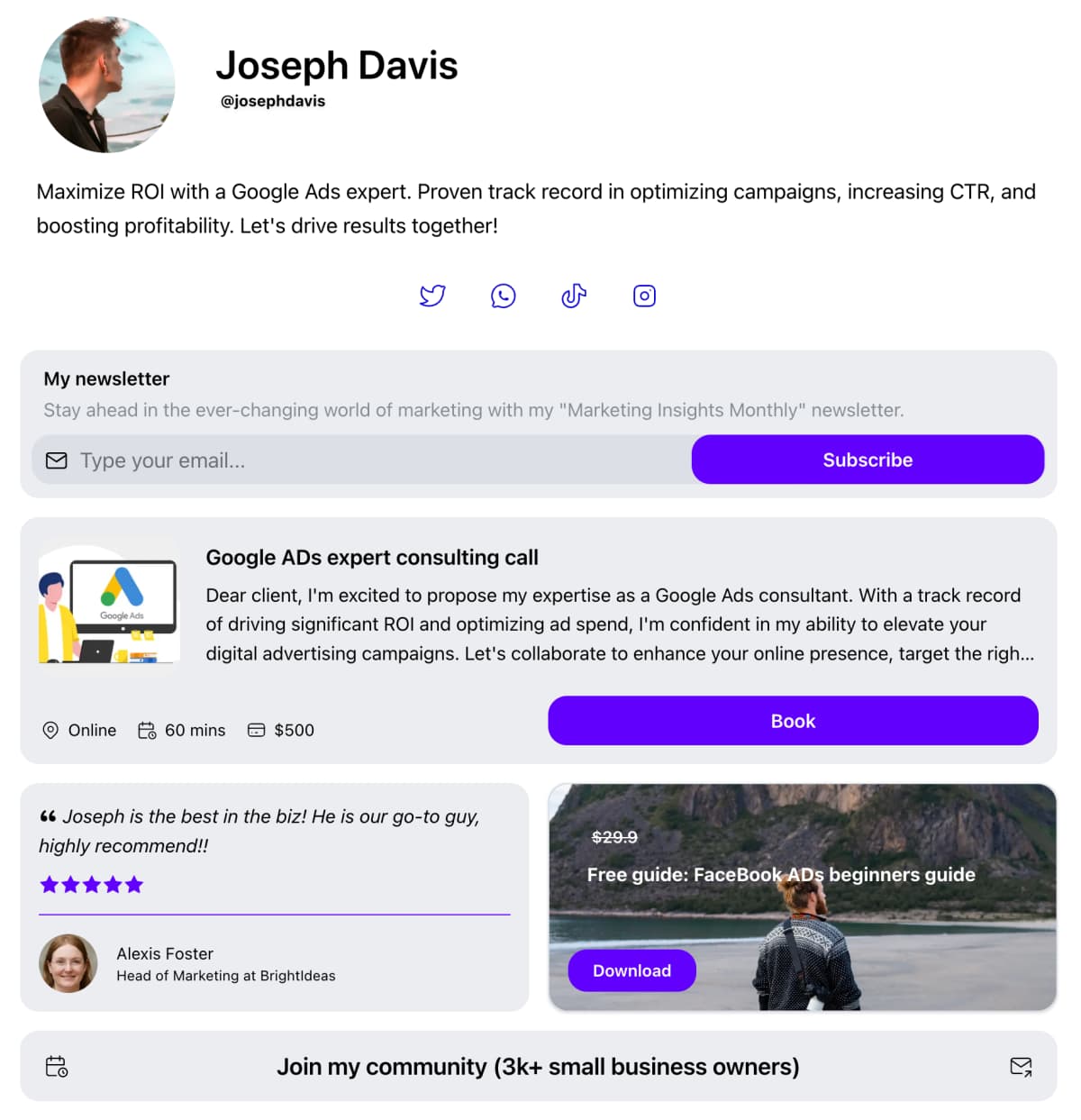 Branded business pages